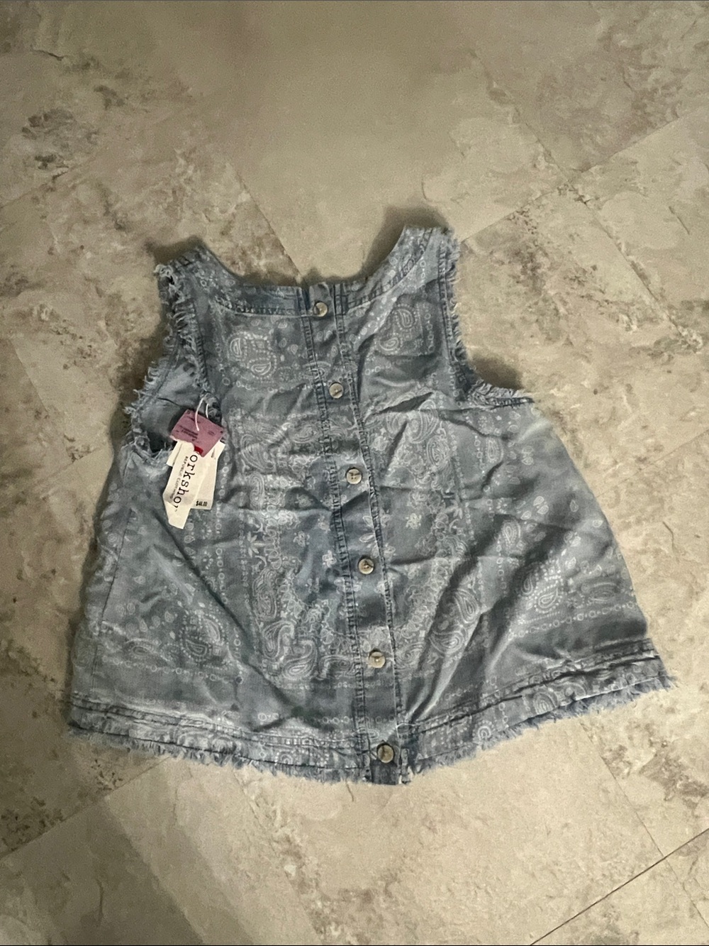 Workshop Republic Clothing Light Blue Paisley Button-Front Tank